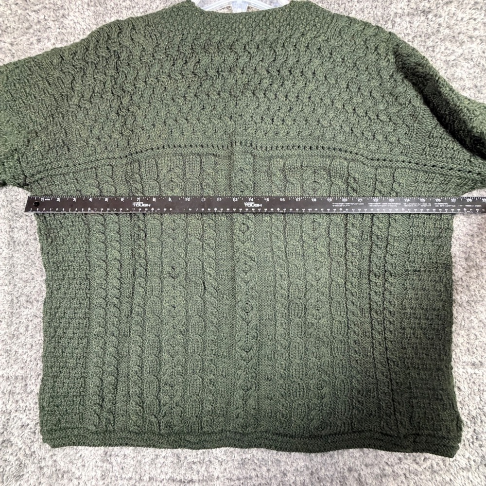 Vtg Connemara Knitwear Women's XL Green Merino Wool Cardigan Sweater Cable Knit - Picture 13 of 16